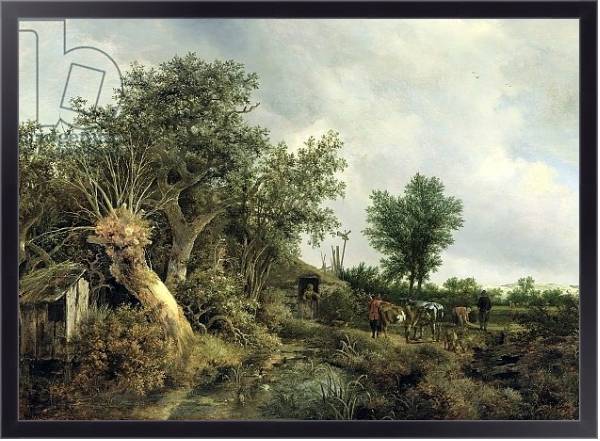 Постер Landscape with a Hut, 1646 с типом исполнения На холсте в раме в багетной раме 221-01