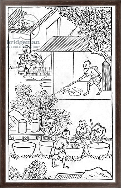 Постер Washing the clay, from a series of illustrations of the manufacture of china с типом исполнения На холсте в раме в багетной раме 221-02