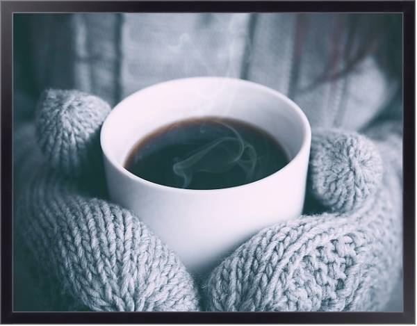 Постер Чашка согревающего кофе с типом исполнения На холсте в раме в багетной раме 221-01