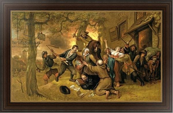 Постер Peasants and Soldiers Outside a Tavern - An Allegory of the Rape of the Netherlands с типом исполнения На холсте в раме в багетной раме 1.023.151