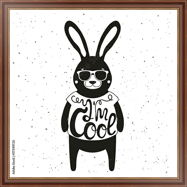 Постер Стильный кролик в солнцезащитных очках с типом исполнения На холсте в раме в багетной раме 35-M719P-83
