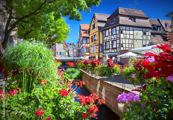 Постер Город Кольмар, Эльзас, Франция с типом исполнения На холсте без рамы