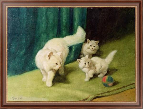 Постер White Persian Cat with Two Kittens с типом исполнения На холсте в раме в багетной раме 35-M719P-83