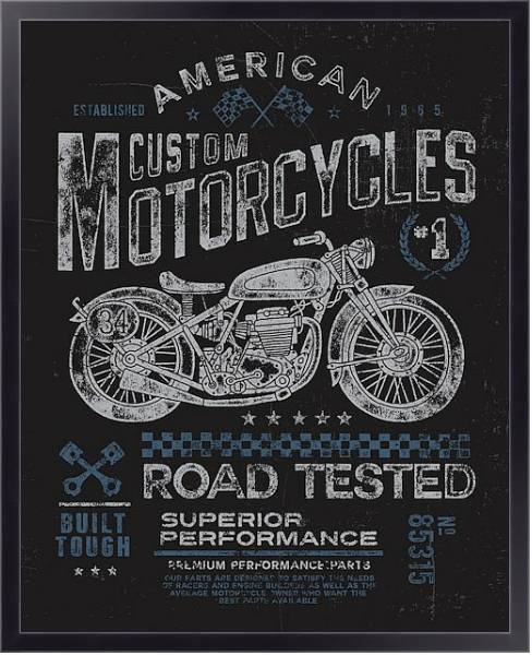 Постер Ретро плакат. Мотоциклы с типом исполнения На холсте в раме в багетной раме 221-01