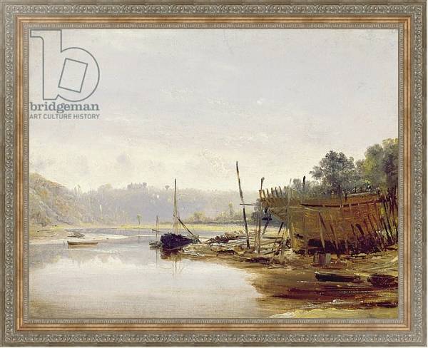 Постер Boat Building near Dinan, Brittany, c.1838 с типом исполнения На холсте в раме в багетной раме 484.M48.310
