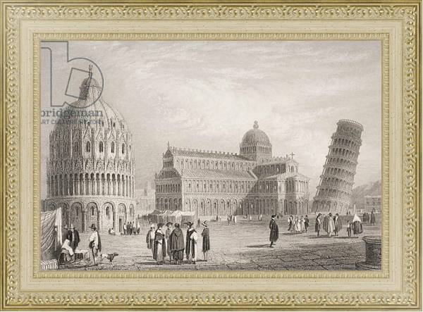 Постер Pisa, engraved by William Finden с типом исполнения Акварель в раме в багетной раме 484.M48.725
