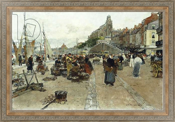 Постер Marketplace by a Harbour, с типом исполнения На холсте в раме в багетной раме 484.M48.310