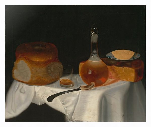 Постер Still Life of Bread, Butter and Cheese с типом исполнения На холсте в раме в багетной раме 221-03