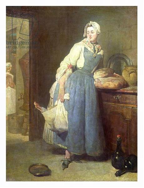 Постер The Kitchen Maid with Provisions, 1739 с типом исполнения На холсте в раме в багетной раме 221-03