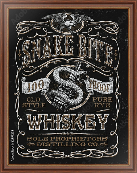 Постер Ретро плакат. Виски с типом исполнения На холсте в раме в багетной раме 35-M719P-83
