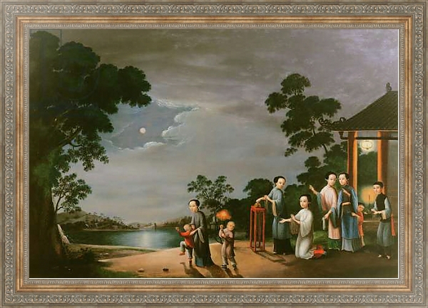 Постер Mid-Autumn Moon Festival, c.1800 с типом исполнения На холсте в раме в багетной раме 484.M48.310