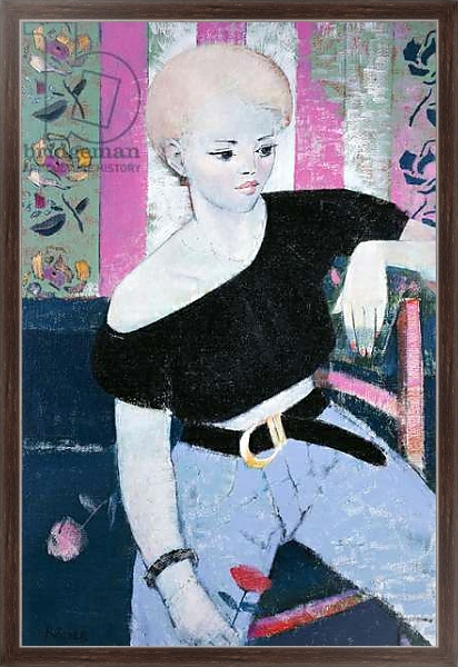 Постер Girl with Rose с типом исполнения На холсте в раме в багетной раме 221-02
