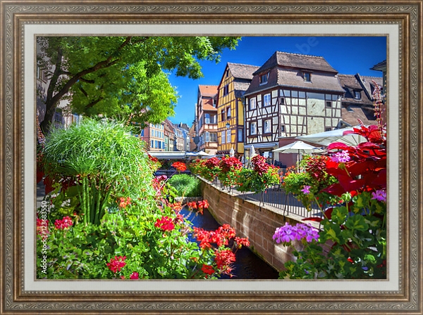 Постер Город Кольмар, Эльзас, Франция с типом исполнения На холсте в раме в багетной раме 595.M52.330