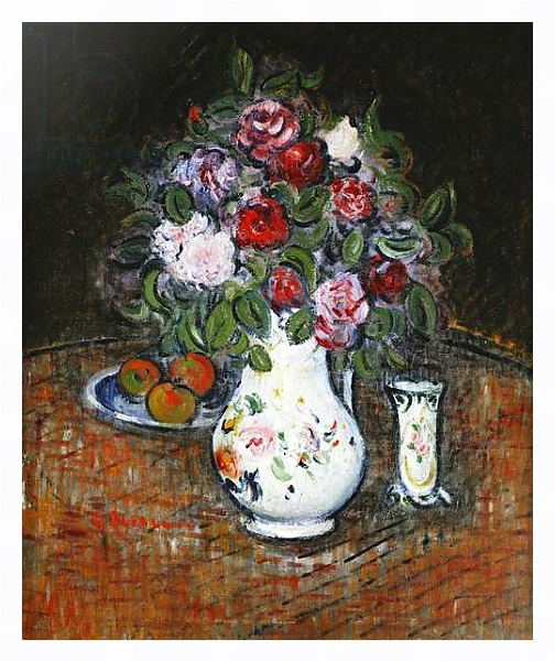 Постер Vase of Flowers and Bowl of Fruit; Vase de Fleurs et Bol de Fruits, с типом исполнения На холсте в раме в багетной раме 221-03