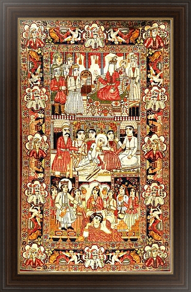 Постер An antique pictorial Kirman rug, с типом исполнения На холсте в раме в багетной раме 1.023.151