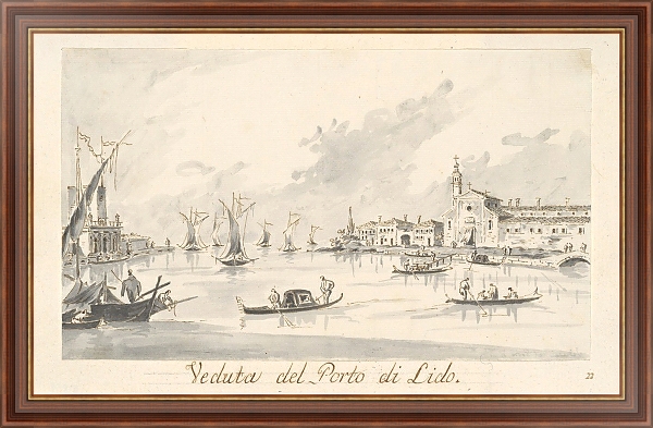 Постер The Porto di Lido, with the Fortezza Sant’Andrea on the Left с типом исполнения На холсте в раме в багетной раме 35-M719P-83