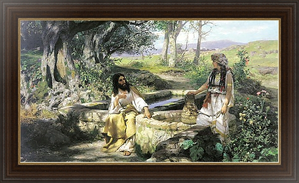 Постер Христос и самарянка. 1890 с типом исполнения На холсте в раме в багетной раме 1.023.151