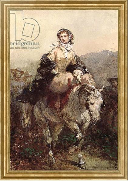 Постер Young Woman on a Horse с типом исполнения На холсте в раме в багетной раме NA033.1.051