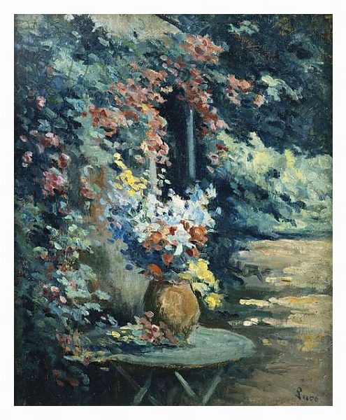 Постер Flowers in a Landscape; Bouquet de Fleurs dans un Paysage, с типом исполнения На холсте в раме в багетной раме 221-03