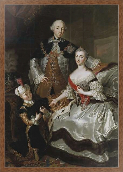 Постер Peter III and Catherine II of Russia with a page c.1756 с типом исполнения На холсте в раме в багетной раме 1727.4310