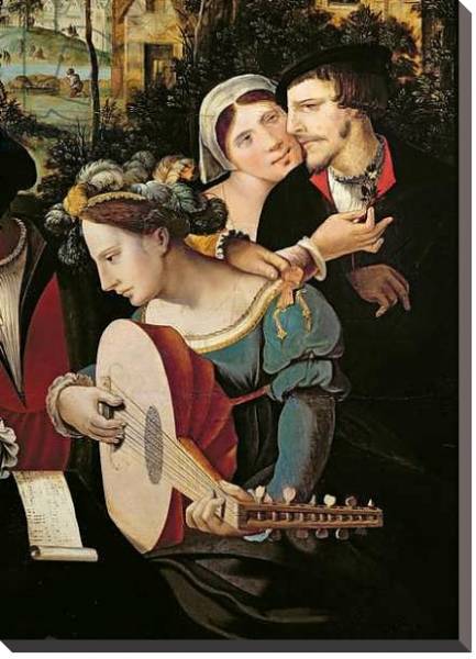Постер Scene Galante at the Gates of Paris, detail of a couple and a lute player с типом исполнения На холсте без рамы