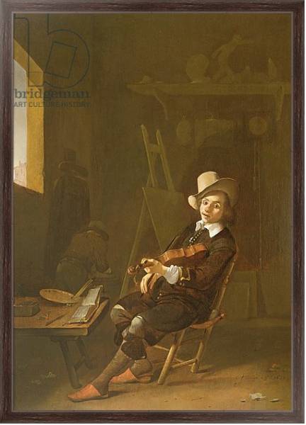 Постер Self Portrait of the Artist Playing a Violin с типом исполнения На холсте в раме в багетной раме 221-02