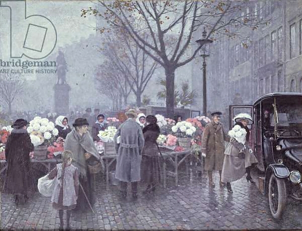 Постер A Flower Market, Hojbroplads, Copenhagen с типом исполнения На холсте без рамы