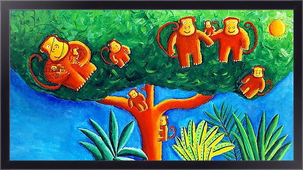 Постер Monkeys in a Tree, 2002 с типом исполнения На холсте в раме в багетной раме 221-01