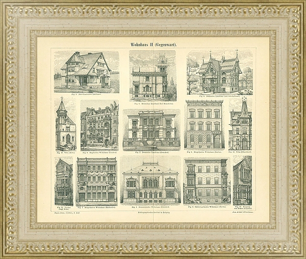 Постер Жилые дома II (Gedenwart) 1 с типом исполнения Акварель в раме в багетной раме 484.M48.725