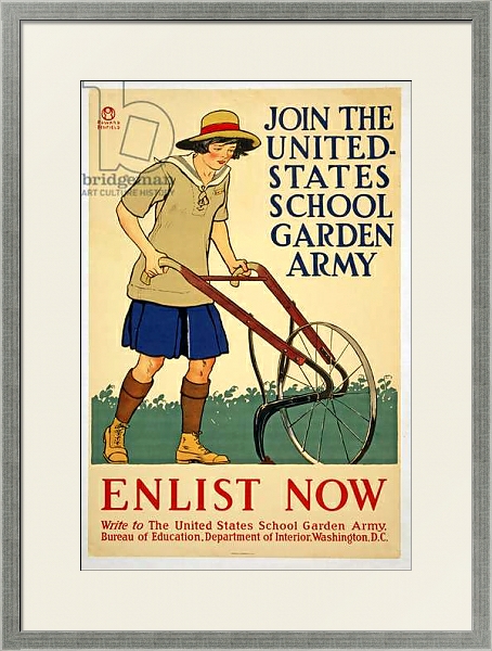 Постер Join the United States School Garden Army - Enlist now, 1918 с типом исполнения Под стеклом в багетной раме 1727.2510