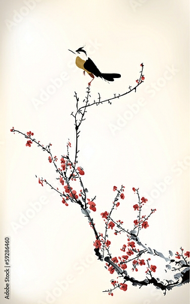 Постер Ветка сакуры #28 с типом исполнения На холсте без рамы