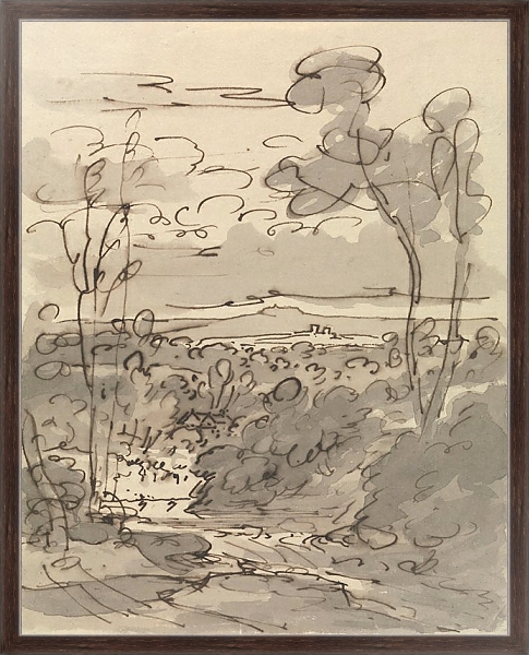 Постер Trees and Hilly Landscape с типом исполнения На холсте в раме в багетной раме 221-02