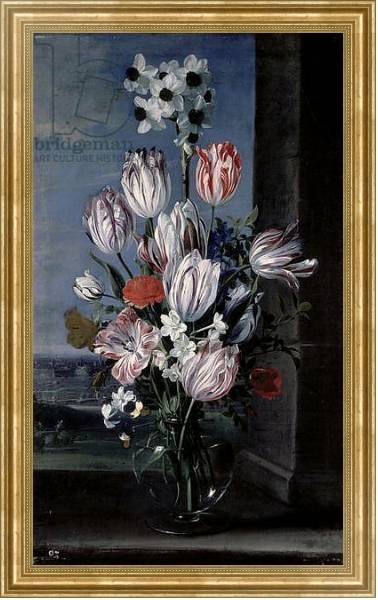 Постер Flowers in a Crystal Vase, 1652 с типом исполнения На холсте в раме в багетной раме NA033.1.051