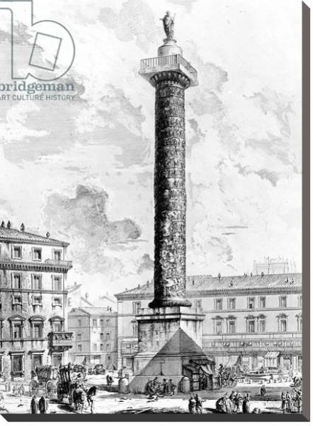 Постер View of the Column of Marcus Aurelius in the Piazza Colonna, from the 'Views of Rome' series, c.1760 с типом исполнения На холсте без рамы
