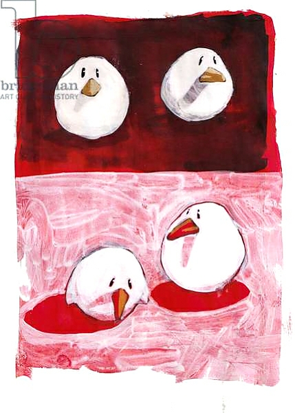 Постер Birds on Black and White on Red с типом исполнения На холсте без рамы