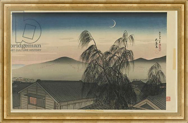 Постер Evening Moon in Kobe Taisho era, January 1920 с типом исполнения На холсте в раме в багетной раме NA033.1.051