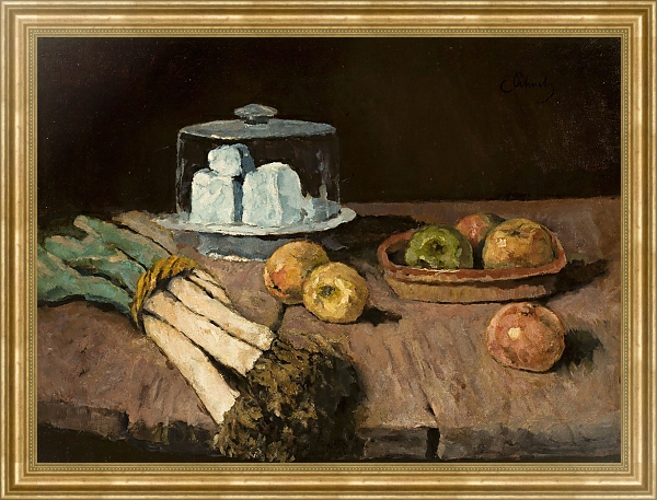 Постер Still life with leeks, apples and cheese с типом исполнения На холсте в раме в багетной раме NA033.1.051