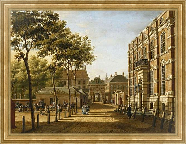 Постер The Hague: the Mauritspoort and the Binnenhof Seen Across the Plein, 1773 с типом исполнения На холсте в раме в багетной раме NA033.1.051