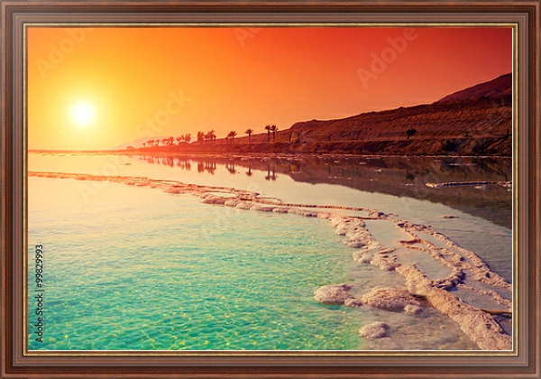 Постер  Восход солнца над Мёртвым морем с типом исполнения На холсте в раме в багетной раме 35-M719P-83