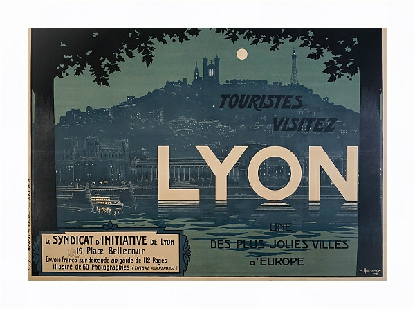 Постер Lyon, une des plus jolies villes d’Europe с типом исполнения На холсте в раме в багетной раме 221-03
