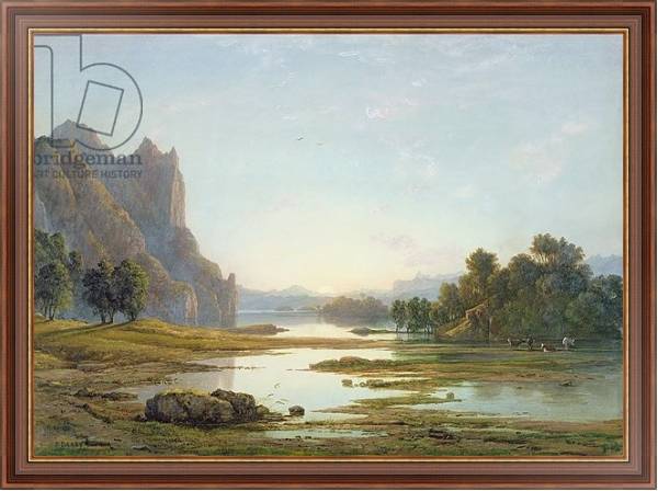 Постер Sunset over a River Landscape, c.1840 с типом исполнения На холсте в раме в багетной раме 35-M719P-83