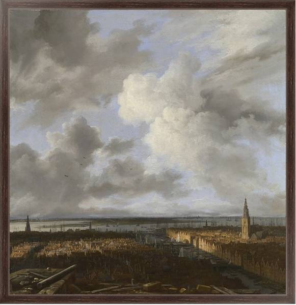 Постер Панорамный вид Амстердама с типом исполнения На холсте в раме в багетной раме 221-02