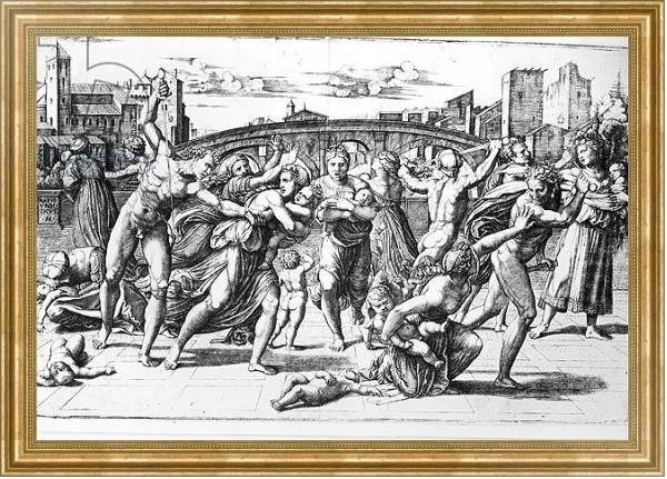 Постер The Massacre of the Innocents, engraved by Marcantonio Raimondi с типом исполнения На холсте в раме в багетной раме NA033.1.051