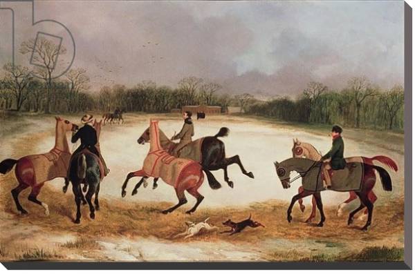 Постер Grooms exercising racehorses с типом исполнения На холсте без рамы