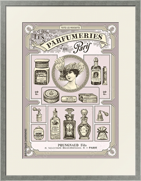 Постер Набор французских духов и косметики с типом исполнения Под стеклом в багетной раме 1727.2510