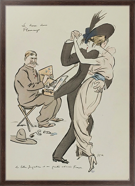 Постер La danse du flamengo ; François Flameng, Jacqueline Forzane с типом исполнения На холсте в раме в багетной раме 221-02