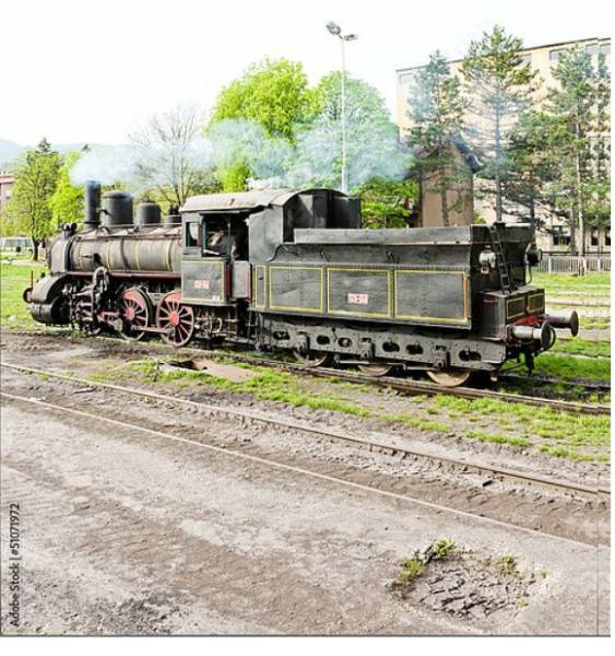 Постер Паровой локомотив, Ресавица, Сербия с типом исполнения На холсте без рамы