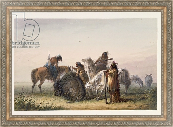 Постер Supplying Camp with Buffalo Meat, c.1858-60 с типом исполнения На холсте в раме в багетной раме 484.M48.310