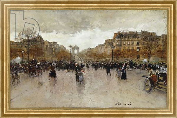 Постер Rond Point des Champs Elysees, Paris, с типом исполнения На холсте в раме в багетной раме NA033.1.051