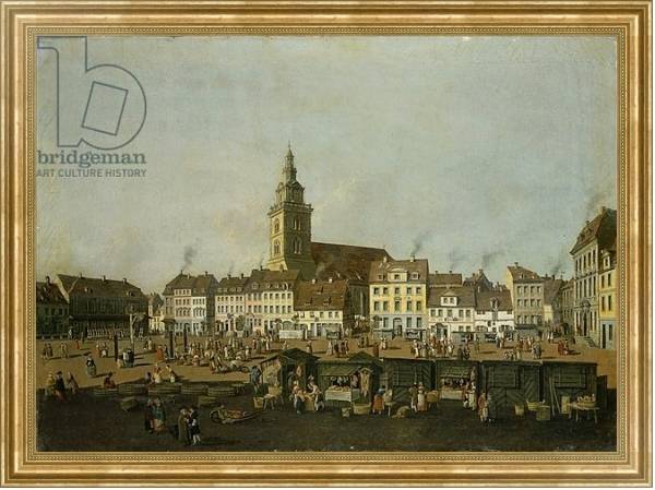 Постер View of the Neue Markt with St. Mary's Church, Berlin, c.1770 с типом исполнения На холсте в раме в багетной раме NA033.1.051
